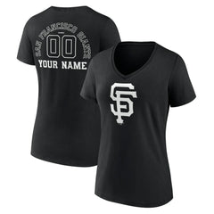 San Francisco Giants Women's Monochrome Personalized Name & Number V-Neck T-Shirt Black
