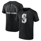 Seattle Mariners Monochrome Personalized Name & Number T-Shirt Black