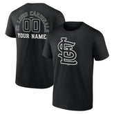 St. Louis Cardinals Monochrome Personalized Name & Number T-Shirt Black