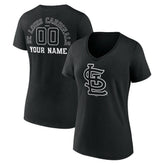 St. Louis Cardinals Women's Monochrome Personalized Name & Number V-Neck T-Shirt Black