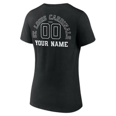 St. Louis Cardinals Women's Monochrome Personalized Name & Number V-Neck T-Shirt Black