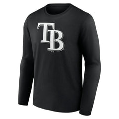 Tampa Bay Rays Monochrome Personalized Name & Number Long Sleeve T-Shirt Black