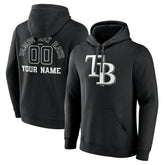 Tampa Bay Rays Monochrome Personalized Name & Number Pullover Hoodie Black