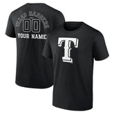 Texas Rangers Monochrome Personalized Name & Number T-Shirt Black