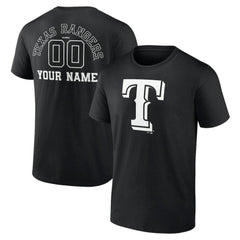 Texas Rangers Monochrome Personalized Name & Number T-Shirt Black