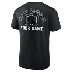Texas Rangers Monochrome Personalized Name & Number T-Shirt Black