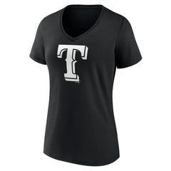 Texas Rangers Women's Monochrome Personalized Name & Number V-Neck T-Shirt Black