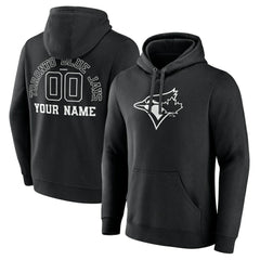 Toronto Blue Jays Monochrome Personalized Name & Number Pullover Hoodie Black