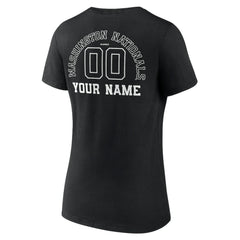 Washington Nationals Women's Monochrome Personalized Name & Number V-Neck T-Shirt Black