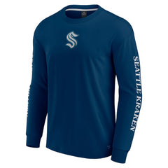 Seattle Kraken Fanatics Elements Strive Long Sleeve T-Shirt - Navy T-shirts