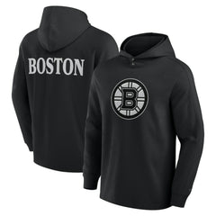 Boston Bruins Fanatics Elements Blaze Tri-Blend Long Sleeve Hoodie T-Shirt - Black T-shirts