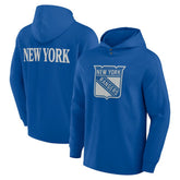 New York Rangers Fanatics Elements Blaze Tri-Blend Long Sleeve Hoodie T-Shirt - Blue T-shirts