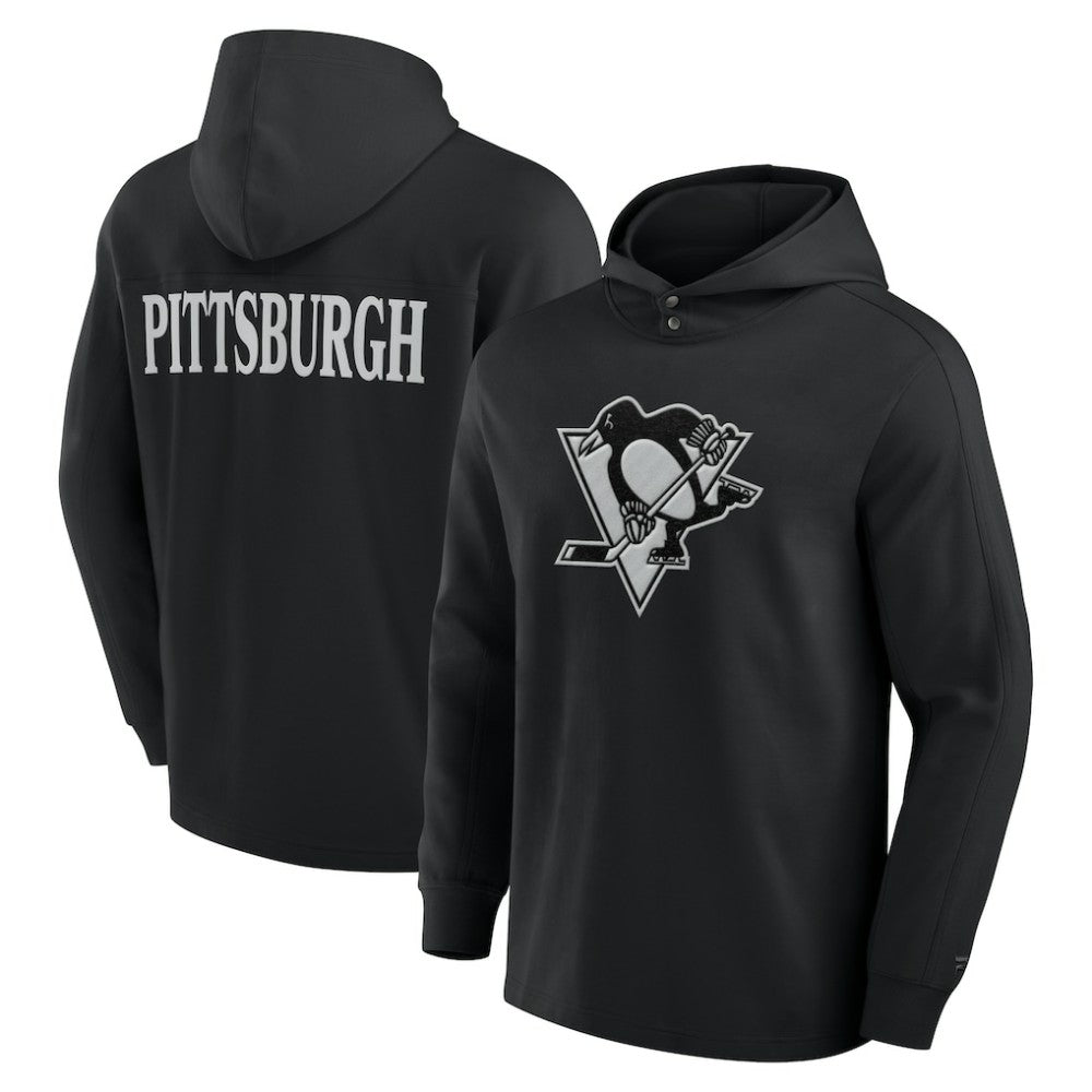 Pittsburgh Penguins Fanatics Elements Blaze Tri-Blend Long Sleeve Hoodie T-Shirt - Black T-shirts