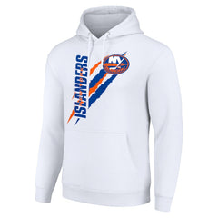New York Islanders Starter Color Scratch Fleece Pullover Hoodie - White Hoodies