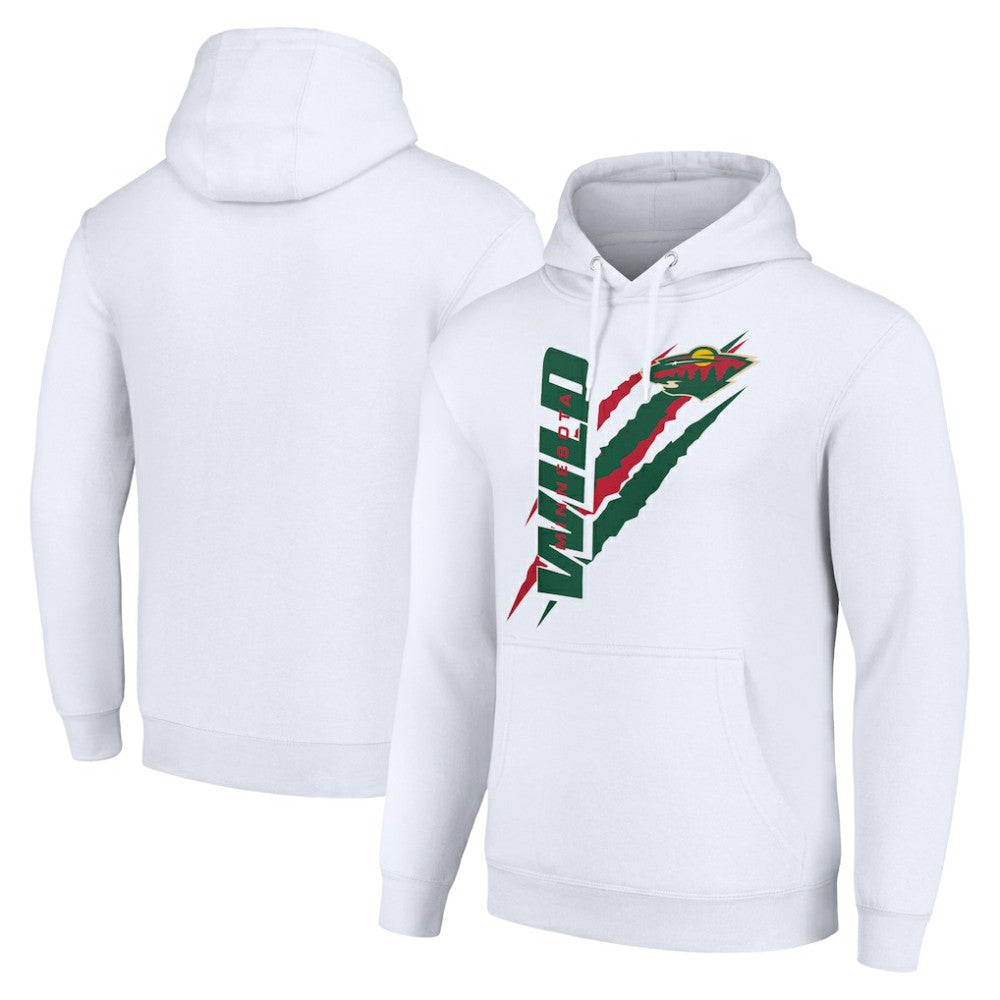 Minnesota Wild Starter Color Scratch Fleece Pullover Hoodie - White Hoodies