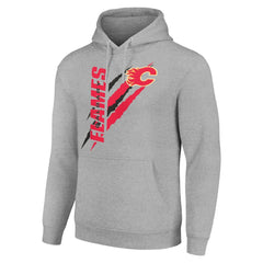 Calgary Flames Starter Color Scratch Fleece Pullover Hoodie - Heather Gray Hoodies