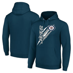 Winnipeg Jets Starter Color Scratch Fleece Pullover Hoodie - Blue Hoodies