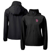 San Diego Padres Cutter & Buck Women's City Connect Charter Eco Recycled Half-Zip Anorak Jacket Black