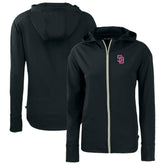 San Diego Padres Cutter & Buck Women's City Connect Daybreak Eco Recycled Full-Zip Hoodie Black