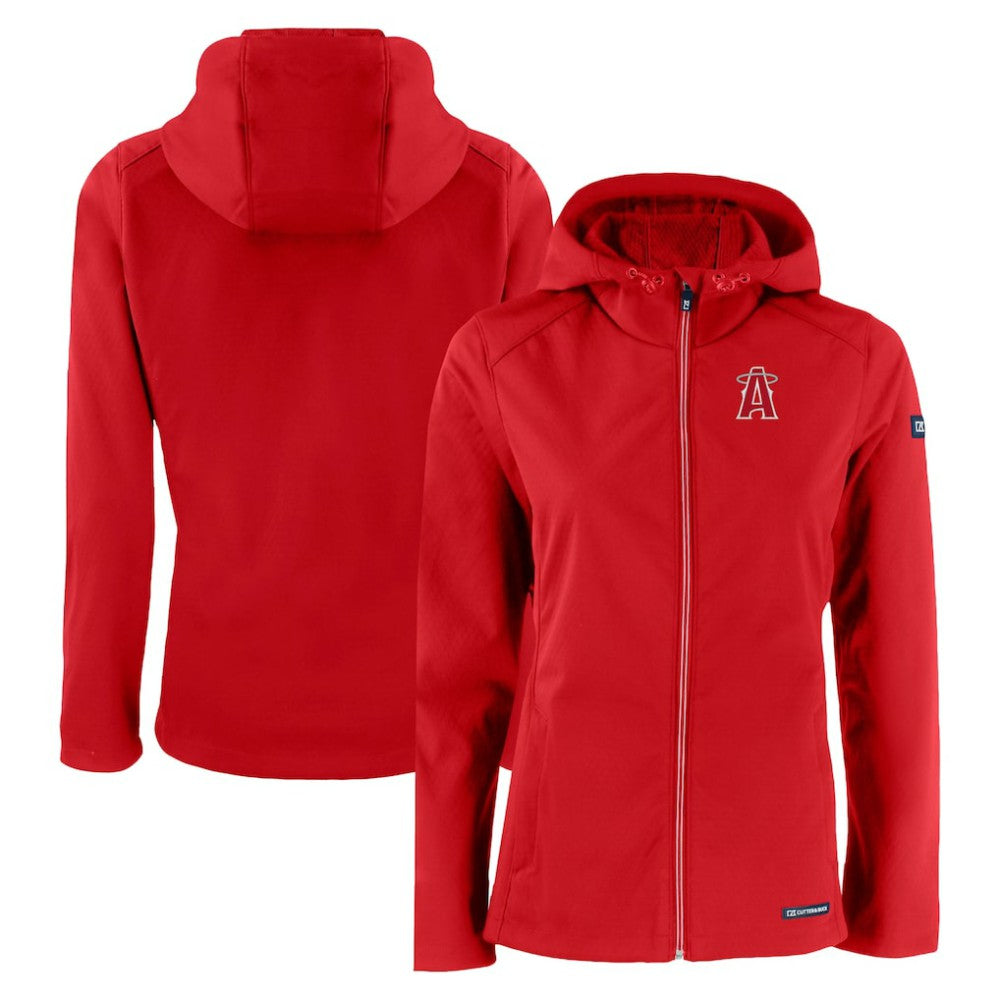 Los Angeles Angels Cutter & Buck Women's City Connect Evoke Eco Softshell Recycled Full-Zip Hoodie Jacket Red