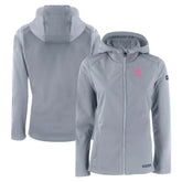 San Diego Padres Cutter & Buck Women's City Connect Evoke Eco Softshell Recycled Full-Zip Hoodie Jacket Gray