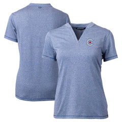 Chicago Cubs Cutter & Buck Women's City Connect Forge Heathered Stretch Blade Top Heather Navy