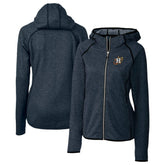 Houston Astros Cutter & Buck Women's City Connect Mainsail Full-Zip Hooded Jacket Heather Navy