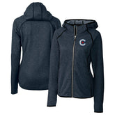 Chicago Cubs Cutter & Buck Women's City Connect Mainsail Full-Zip Hooded Jacket Heather Navy