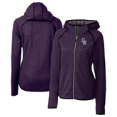 Colorado Rockies Cutter & Buck Women's City Connect Mainsail Full-Zip Hooded Jacket Heather Purple