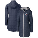 Chicago Cubs Cutter & Buck Women's City Connect Rainier PrimaLoft Eco Insulated Hooded Long Coat Anthracite