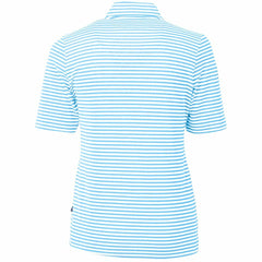 Chicago Cubs Cutter & Buck Women's City Connect Virtue Eco Pique Stripe Recycled Top Powder Blue