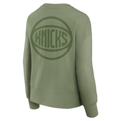 New York Knicks Women's Elements Flow Pullover Sweatshirt - Olive outlet
