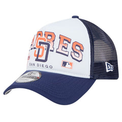 San Diego Padres Retro Wordmark 9FORTY A-Frame Trucker Adjustable Hat White