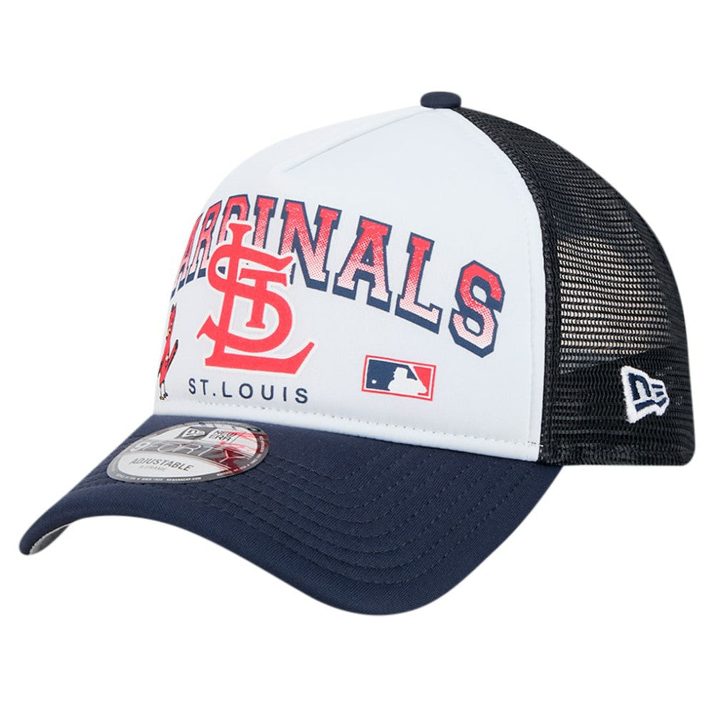 St. Louis Cardinals Retro Wordmark 9FORTY A-Frame Trucker Adjustable Hat White