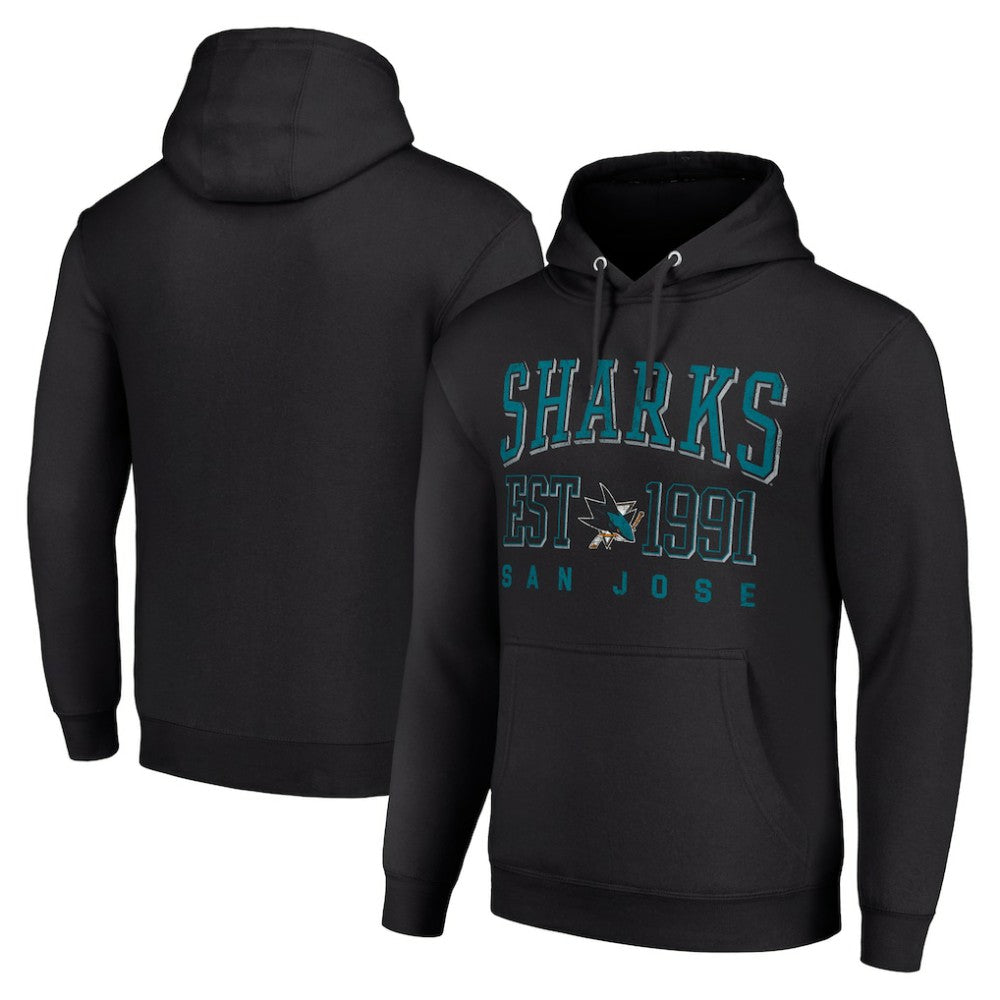 San Jose Sharks Starter Graphic Pullover Hoodie - Black Hoodies