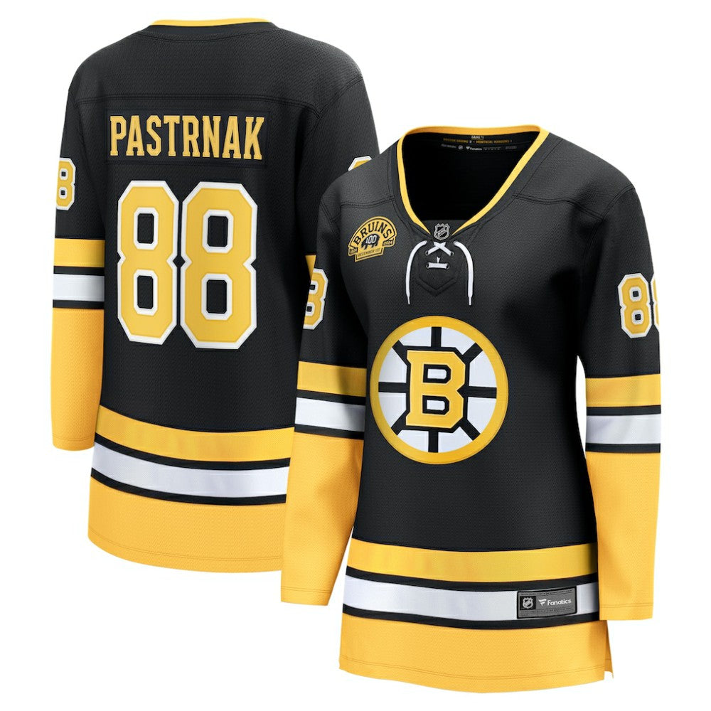 David Pastrnak Boston Bruins Fanatics Women's 100th Anniversary Breakaway Jersey - Black Jerseys