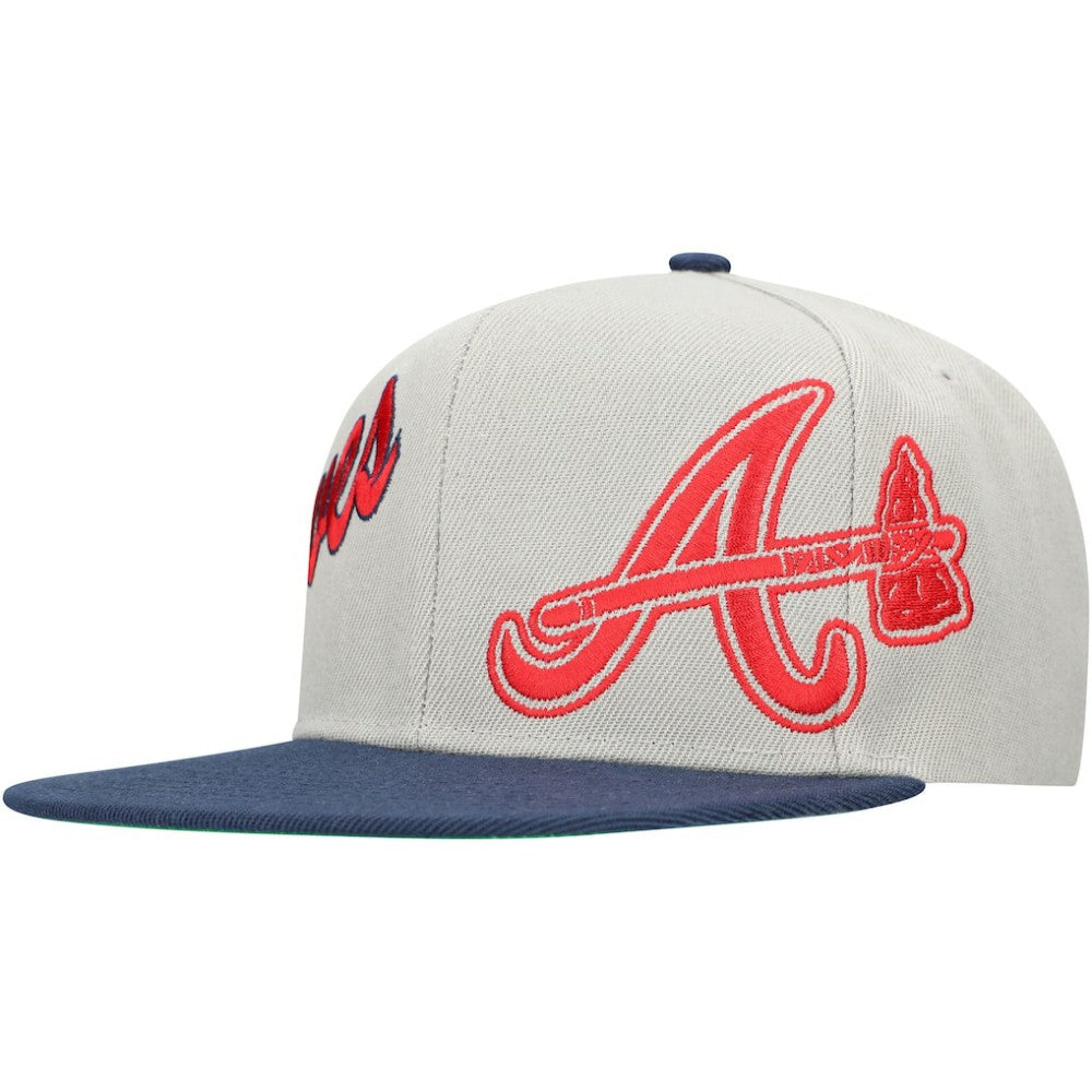 Atlanta Braves Knock Out Panel Snapback Hat Gray/Navy