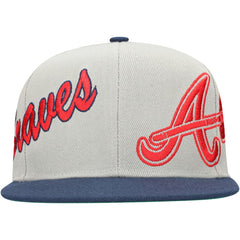 Atlanta Braves Knock Out Panel Snapback Hat Gray/Navy