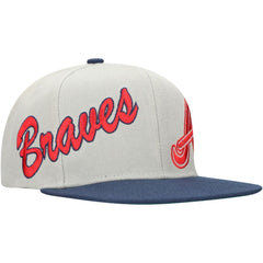 Atlanta Braves Knock Out Panel Snapback Hat Gray/Navy