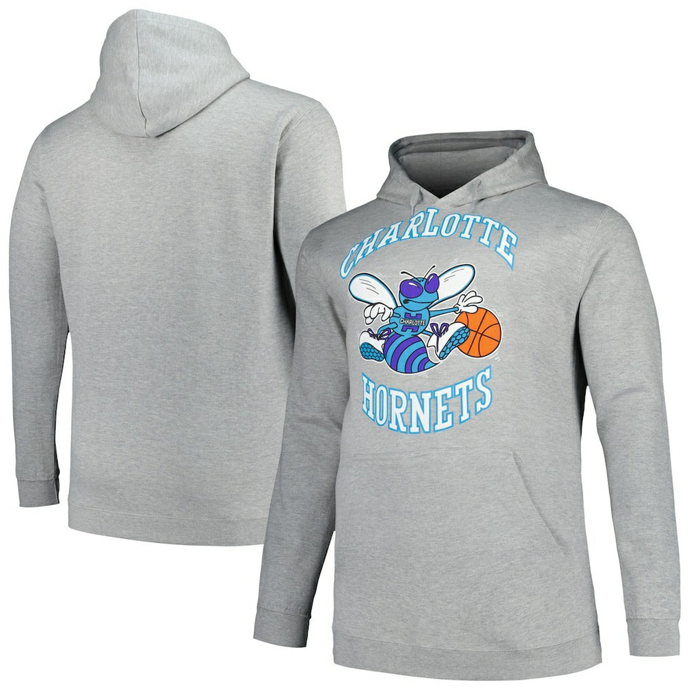 Charlotte Hornets Hardwood Classics Big & Tall Pullover Hoodie - Heather Gray discount