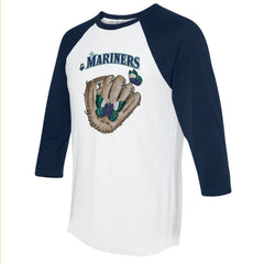 Seattle Mariners Tiny Turnip Unisex Butterfly Glove 3/4-Sleeve Raglan T-Shirt White/Navy