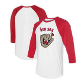 Boston Red Sox Tiny Turnip Unisex Butterfly Glove 3/4-Sleeve Raglan T-Shirt White/Red