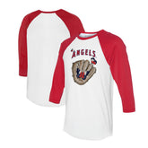 Los Angeles Angels Tiny Turnip Unisex Butterfly Glove 3/4-Sleeve Raglan T-Shirt White/Red