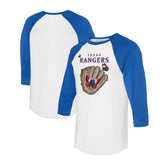 Texas Rangers Tiny Turnip Unisex Butterfly Glove 3/4-Sleeve Raglan T-Shirt White/Royal