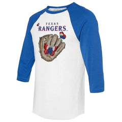 Texas Rangers Tiny Turnip Unisex Butterfly Glove 3/4-Sleeve Raglan T-Shirt White/Royal