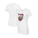 Atlanta Braves Tiny Turnip Women's Butterfly Glove T-Shirt White