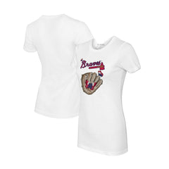 Atlanta Braves Tiny Turnip Women's Butterfly Glove T-Shirt White