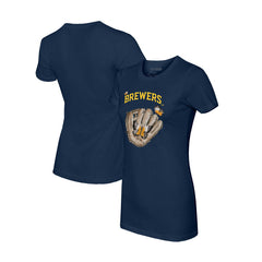 Milwaukee Brewers Tiny Turnip Women's Butterfly Glove T-Shirt Navy