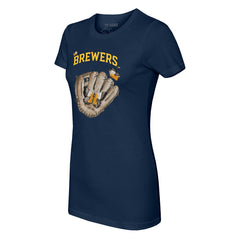 Milwaukee Brewers Tiny Turnip Women's Butterfly Glove T-Shirt Navy