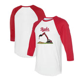 Cincinnati Reds Tiny Turnip Unisex Excavator 3/4-Sleeve Raglan T-Shirt White/Red